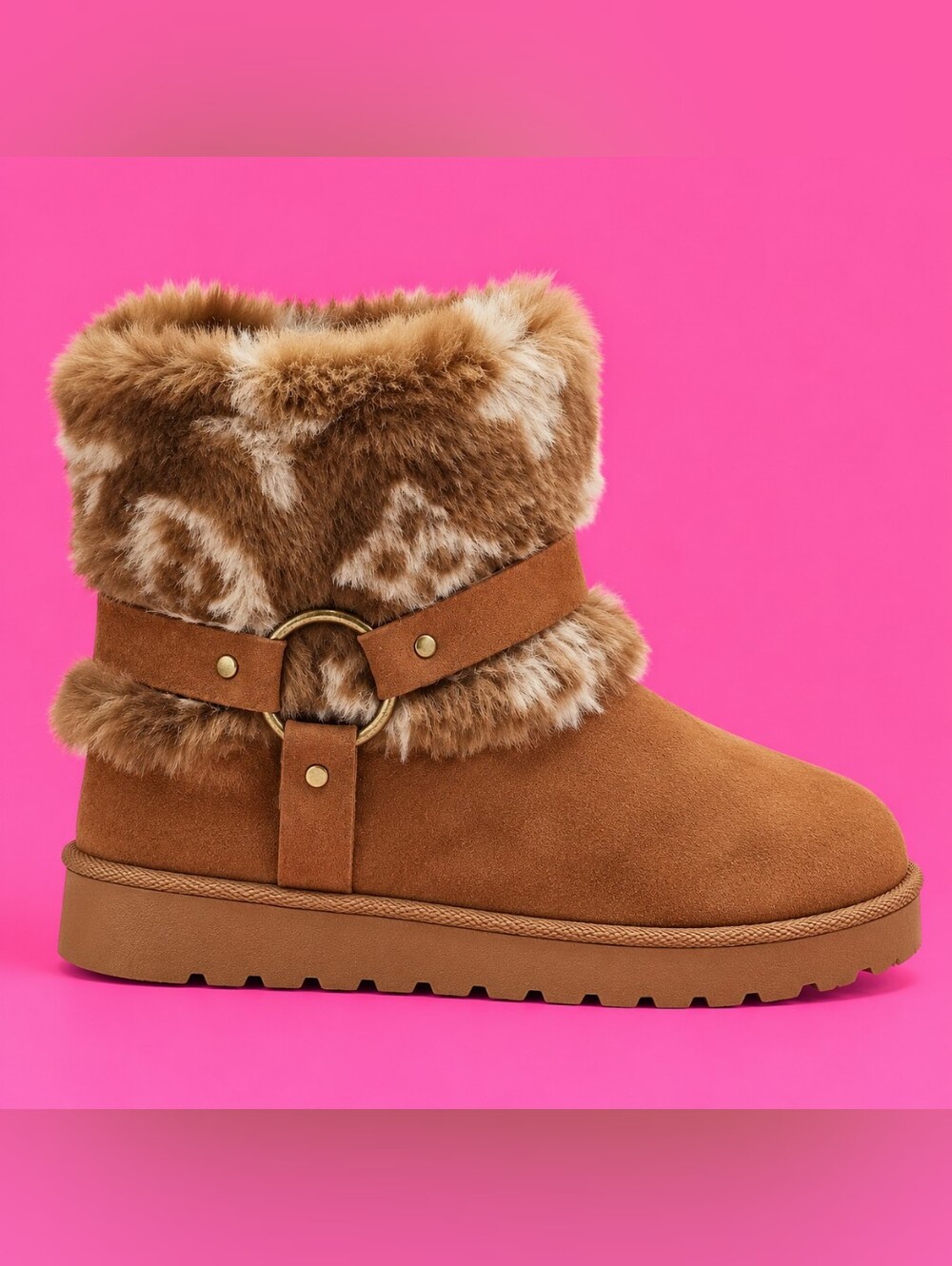 Women's Faux Fur Ankle Boot - Brown